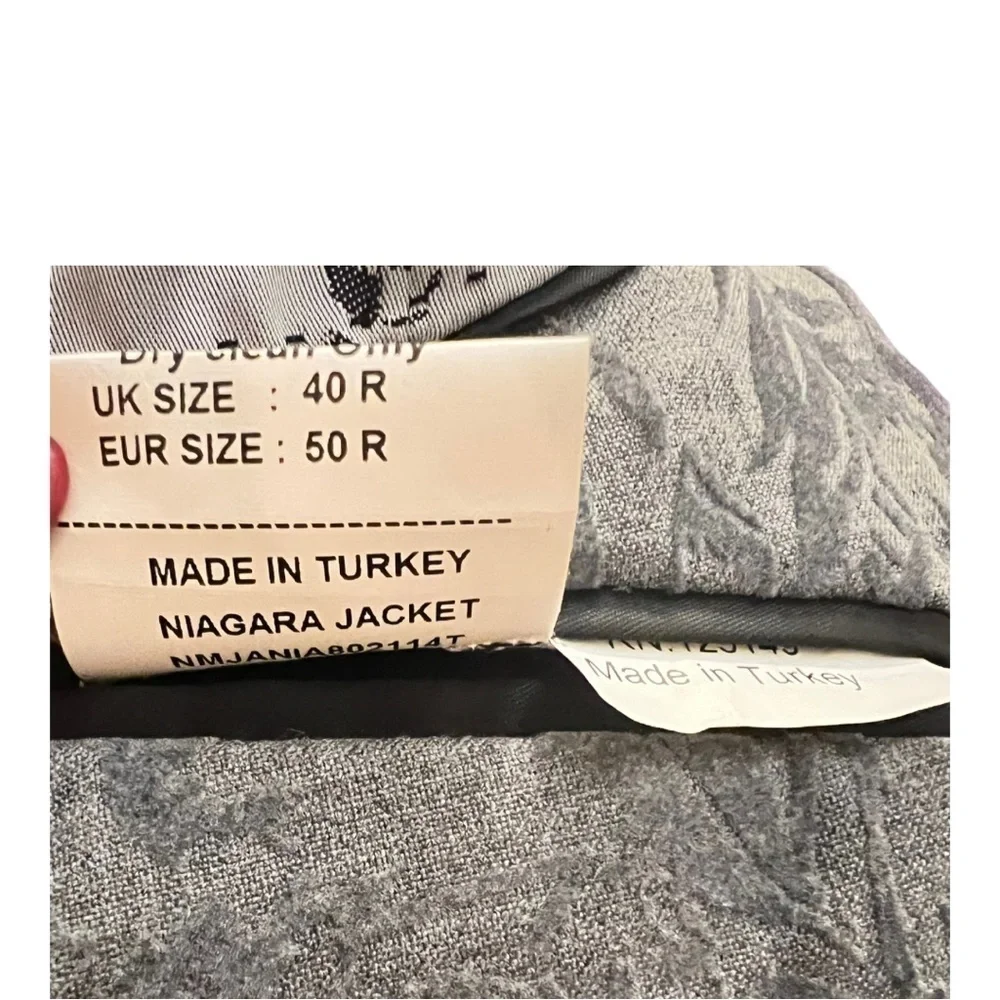Twisted Tailor Stone Jacquard Wool Blend Blazer 40R Skull Lining Slim Fit